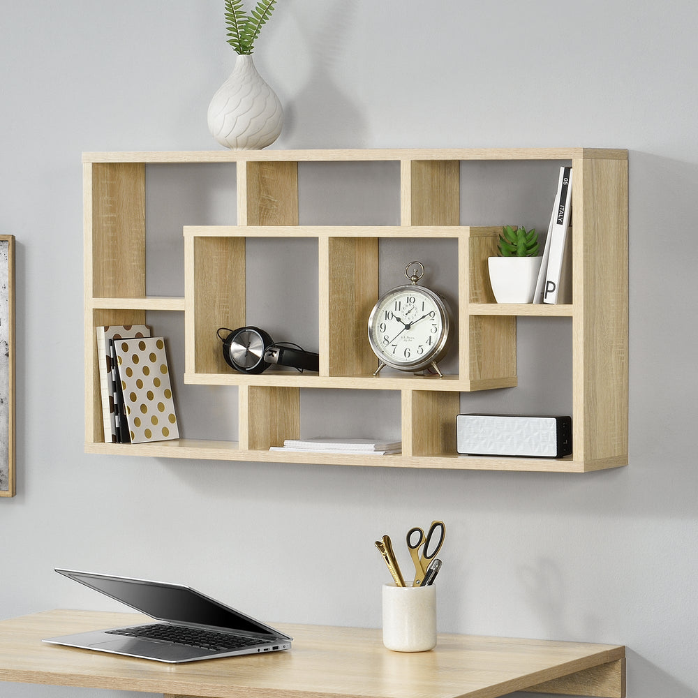 Mensola da parete Saputit 85 x 47,5 x 16 cm mensola sospesa in effetto rovere en.casa - premiumXL