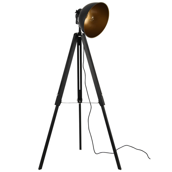 Lampada da Terra in Metallo Nero - Altezza 135 cm - Piantana Tripode in Stile Industriale Lampada a Treppiede con Paralume Girevole Illuminazione Faro - lux.pro