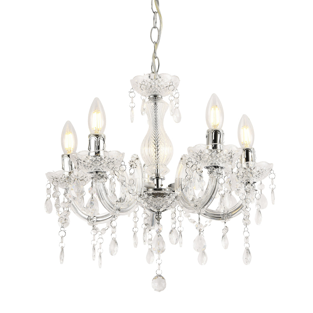 Lustre Weimar 5x E14 Ø35 x 145 cm cristal/blanc lux.pro - premiumXL