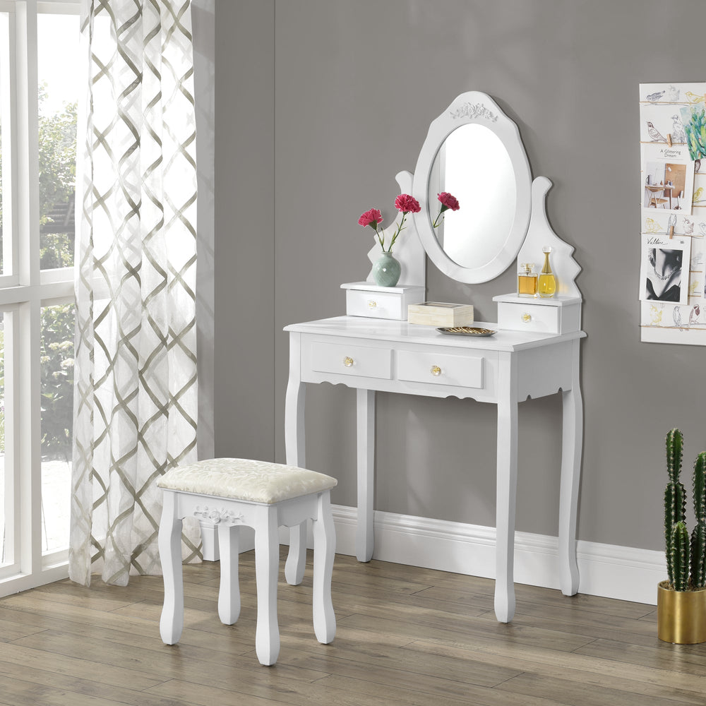Schminktisch Limerick mit Spiegel + Hocker en.casa - premiumXL