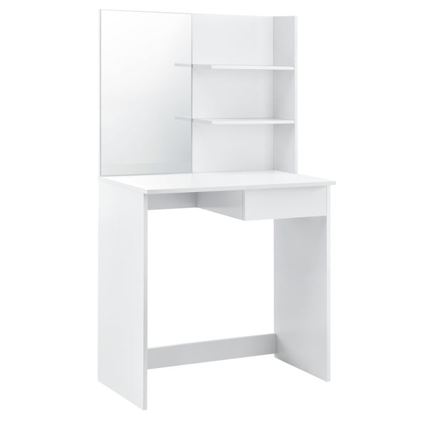 [en.casa] Coiffeuse Table de Maquillage avec Tiroir et Chaise Panneau en Fibre de Bois Blanc 141 x 75 x 39,7 cm