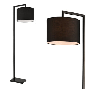 [lux.pro] Lampadaire Lampe à Pied avec Abat-jour Métal et Tissu Noir 161 cm