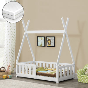 Kinderbett Helsingborg mit Matratze 70x140 cm Weiß [en.casa]