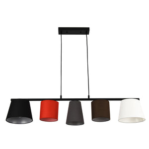 [lux.pro] Suspension Lampe à Suspendre Support et Cadre en Métal Abat-jour en Textile Multicolore 5 x E14 150 x 105 x 20 cm