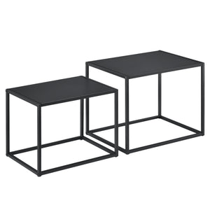 Lot de 2 Tables Basses Mandal  Rectangulaires Métal Noir Mat [en.casa]
