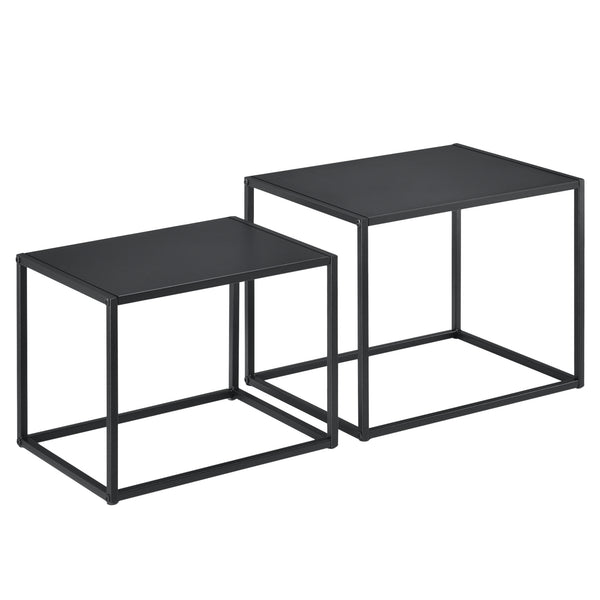 Lot de 2 Tables Basses Mandal  Rectangulaires Métal Noir Mat [en.casa]
