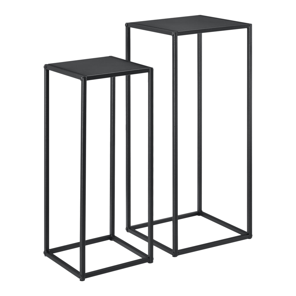 Table d’appoint Barbaricina lot de 2 – forme colonne noir [en.casa] - premiumXL