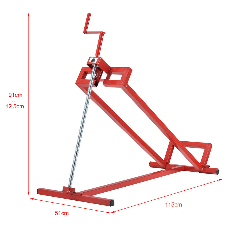 Croquis coté Lève-Tondeuse avec Manivelle Capacité de Charge Jusqu'à 400 kg Acier Rouge [pro.tec]