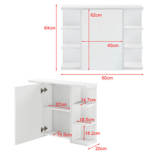 Placard Mural Harstad pour Salle de Bain Porte avec Miroir 64 x 80 x 20 cm Blanc [en.casa]