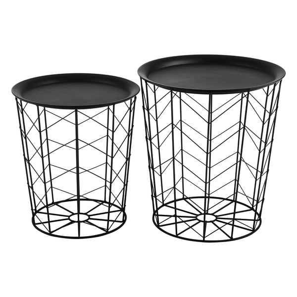 Set de 2 Tables Basses Cerisey Plateaux Amovibles Métal Plusieurs Tailles Noir [en.casa]
