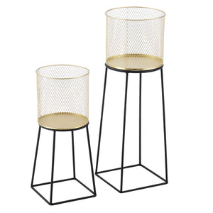 Set de 2 Supports de Plante Meise Métal Noir Doré [en.casa]