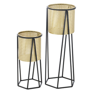 Set de 2 Supports de Plantes Musson Noir Doré [en.casa]