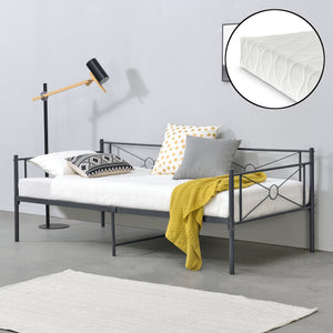 Divano a 2-3 Posti di Seduta Letto Singolo in Acciaio con Materasso a Schiuma Fredda 90 x 200 cm Sofa Decorativa in Metallo - Vari Colori