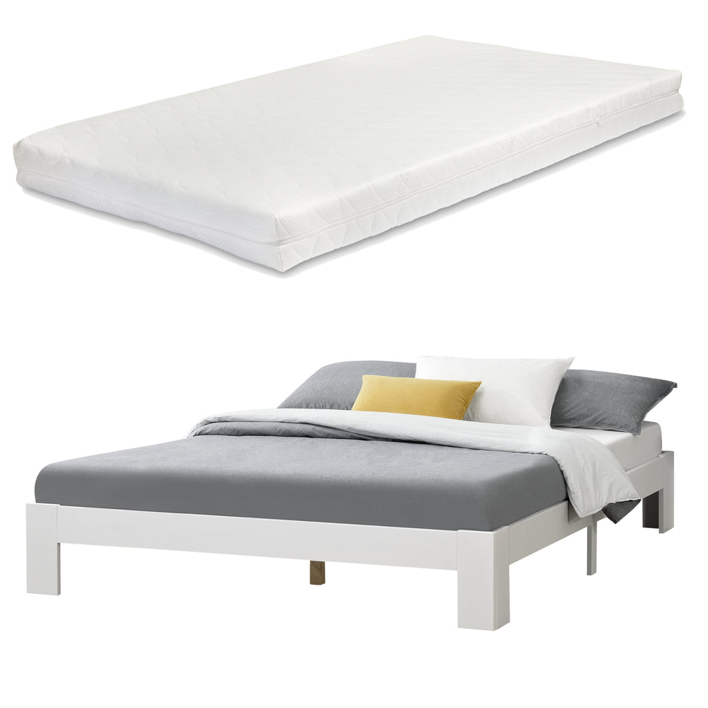 Letto in legno Raisio con materasso in schiuma fredda, diversi colori e dimensioni en.casa - premiumXL
