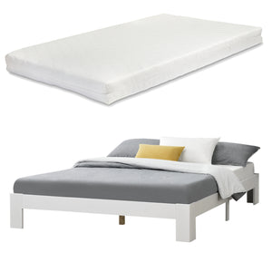 Letto in Legno di Pino con Materasso a Schiuma Fredda 90/100/120/140/160/180 x 200 cm Letto Singolo/Francese/Matrimoniale in Design Minimal - Vari Colori