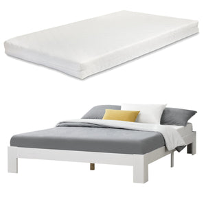Letto in Legno di Pino con Materasso a Schiuma Fredda 90/100/120/140/160/180 x 200 cm Letto Singolo/Francese/Matrimoniale in Design Minimal - Vari Colori