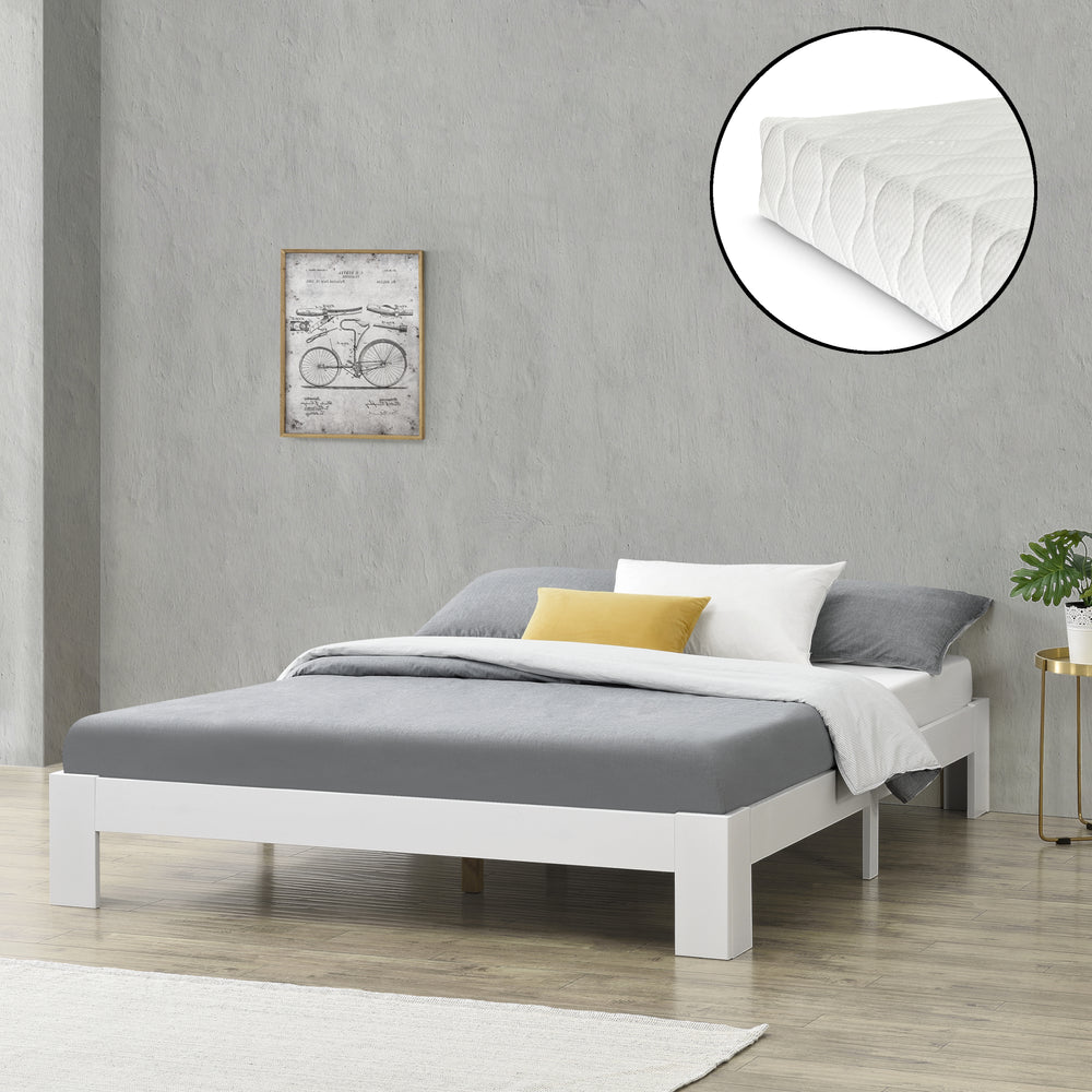 Letto in legno Raisio con materasso in schiuma fredda, diversi colori e dimensioni en.casa - premiumXL