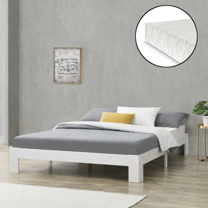 Cadre de Lit Simple Raisio à Matelas à Mousse à Froid Pin [en.casa]