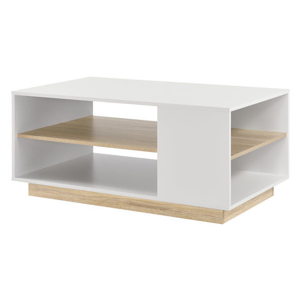 Table Basse avec Étagère de Stockage Trelleborg 46 x 100 x 60 cm Blanc Chêne [en.casa]