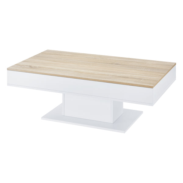 Couchtisch Lünen 40x110x60cm mit 2 Staufächer Eicheoptik Weiß en.casa