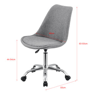 Chaise de Bureau Atherton à Roulettes Réglable en Hauteur Gris Clair [en.casa]
