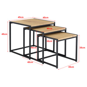Beistelltisch Ringsaker 3er Set Eiche-Optik en.casa