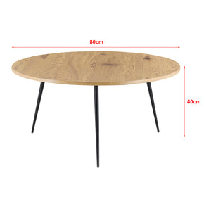 Table Basse Stylée de Salon Table d'Appoint Ronde avec Pieds Solides en Acier Capacité de Charge 15 kg MDF 40 x 80 cm Noir Chêne [en.casa]