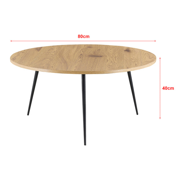 Table Basse Stylée de Salon Table d'Appoint Ronde avec Pieds Solides en Acier Capacité de Charge 15 kg MDF 40 x 80 cm Noir Chêne [en.casa]