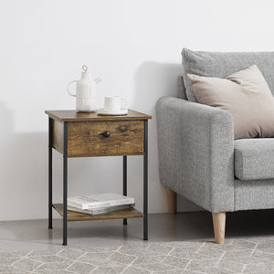 Table Basse Fagersta avec Tiroir et Étagère 55 x 40 x 40 cm Effet Bois Foncé Noir [en.casa]