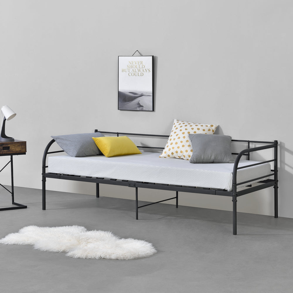 Lit en métal Falun 90x200 cm jusqu'à 150 kg Noir en.casa - premiumXL