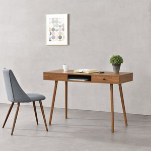 Scrivania Habo Tavolo con Cassetto e Scomparto Semichiuso 74x115x48 cm Color Legno Scuro [en.casa]