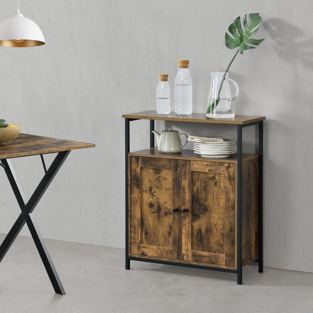 Table d’appoint Aremark 79x60x30cm avec compartiments de rangement Ton bois foncé [en.casa] - premiumXL