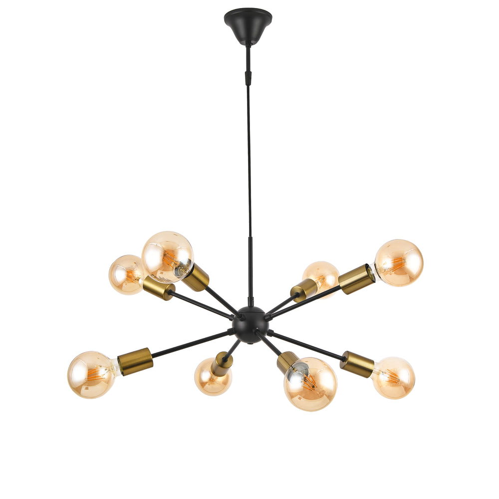 Suspension Amiens 8 lampes E27 noir / laiton [lux.pro] - premiumXL