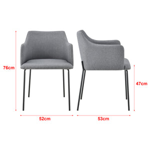 Lot de 2 Chaises Rembourrées Krakau 76 x 52 x 53 cm Gris Foncé [en.casa]