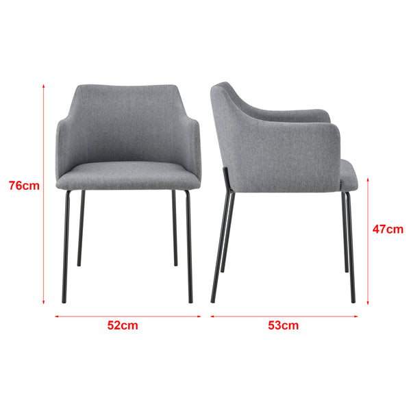 Lot de 2 Chaises Rembourrées Krakau 76 x 52 x 53 cm Gris Foncé [en.casa]