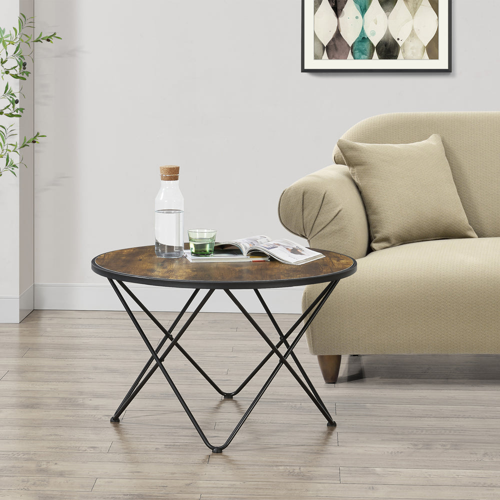 Tavolino da salotto Goskamark 80x50 cm struttura in acciaio tonalità legno scuro [en.casa] - premiumXL