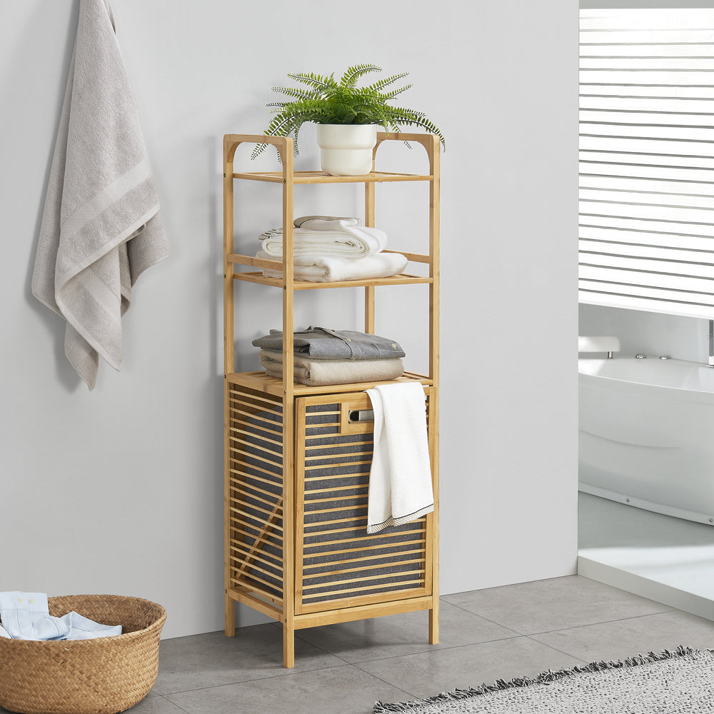 Scaffale per bucato in bambù Tidaholm 118x39,5x30,5cm [en.casa] - premiumXL