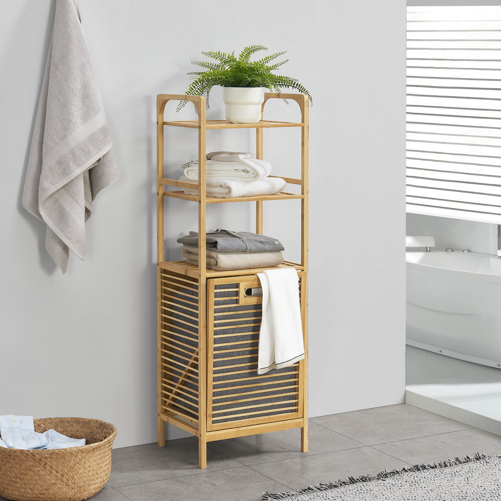 Scaffale per bucato in bambù Tidaholm 118x39,5x30,5cm [en.casa] - premiumXL