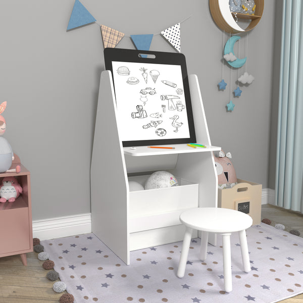 Kindertisch mit Maltafel Ferrol 88x51x49 cm Weiß [en.casa]