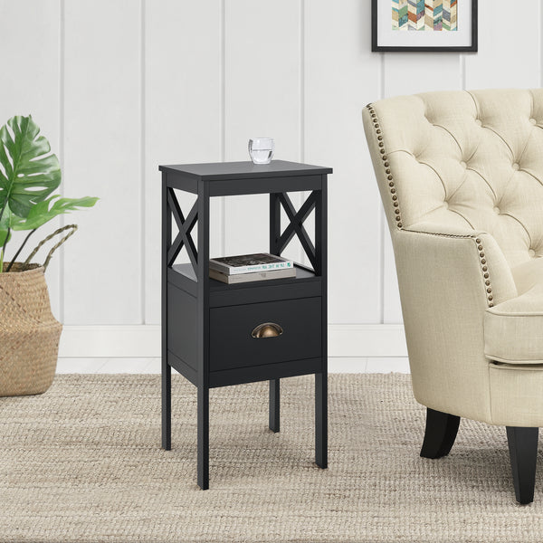 Beistelltisch Veteli Kaffeetisch 79x34x34cm Schwarz [en.casa]