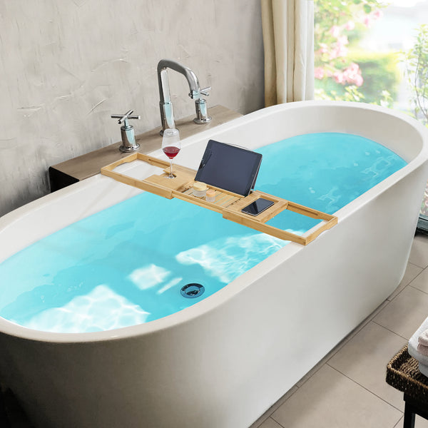 Plateau de baignoire Orivesi avec porte-livre et porte-verre en bambou [en.casa]