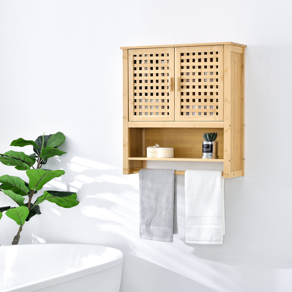 Armadio da bagno Borlänge pensile bambù 66 x 62 x 20 cm [en.casa] - premiumXL