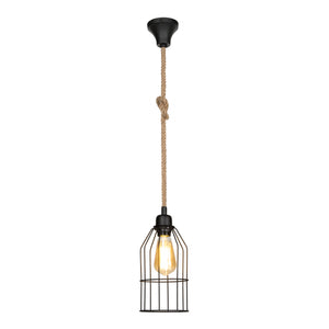 Hängeleuchte Ashford 24x14 cm 1-flammig Schwarz/Jutefarben [lux.pro]