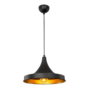 Lampada a Sospensione 'Bamber Bridge' con Paralume in Metallo - Nero/Ottone [lux.pro]