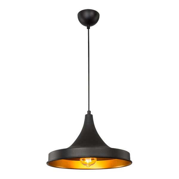 Lampada a Sospensione 'Bamber Bridge' con Paralume in Metallo - Nero/Ottone [lux.pro]
