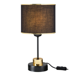 Lampe de bureau Gravesend en métal PVC textile 38 cm E27 noir / laiton [lux.pro]