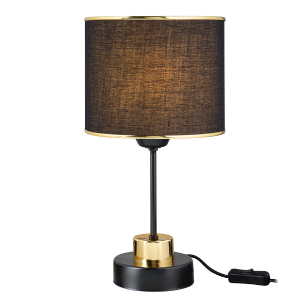 Lampe de bureau Gravesend en métal PVC textile 38 cm E27 noir / laiton [lux.pro]