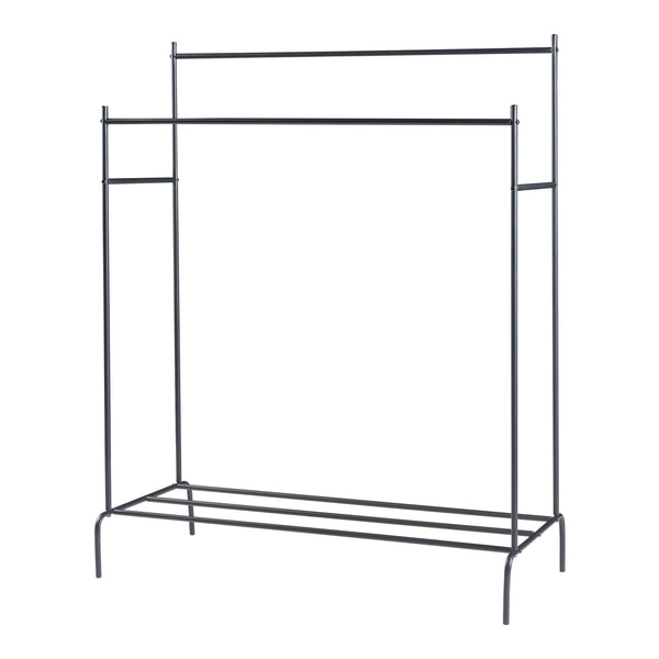 Kleiderständer Bramming mit zwei Garderobenstangen 147 x 116 x 54 cm Schwarz [en.casa]
