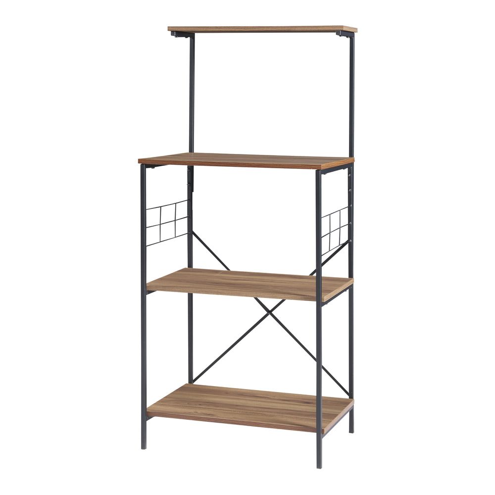 Étagère Billund avec 4 niveaux 133 x 60 x 42 cm Noir / Aspect noyer [en.casa] - premiumXL