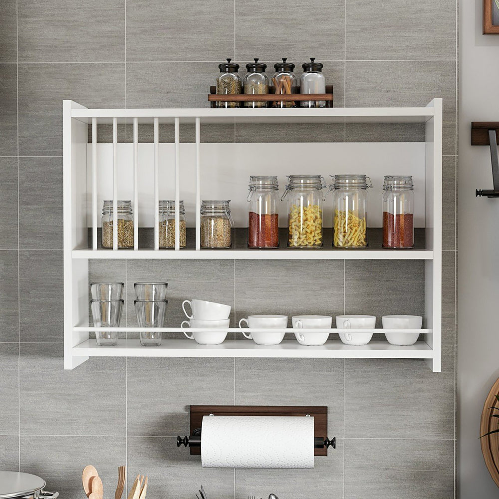 Étagère murale Helsingør avec 3 étagères blanc [en.casa] - premiumXL